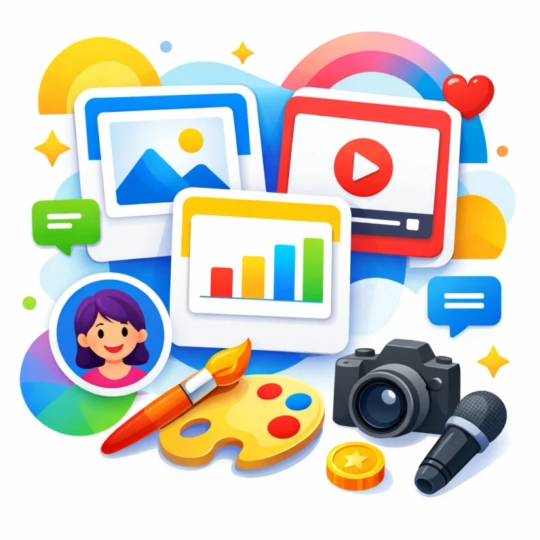 Bright Creator Marketplace style tile with colorful template surfaces