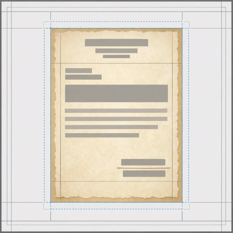 Parchment Letter Starter template wireframe with background and text zones
